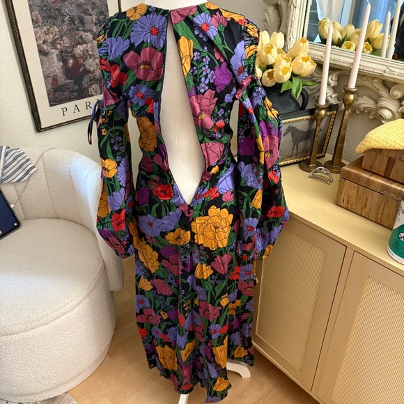 FARM‎ RIO Bucolic Garden Sleeve Cut Out Dress Floral Maxi Size XS - Picture 10 of 16